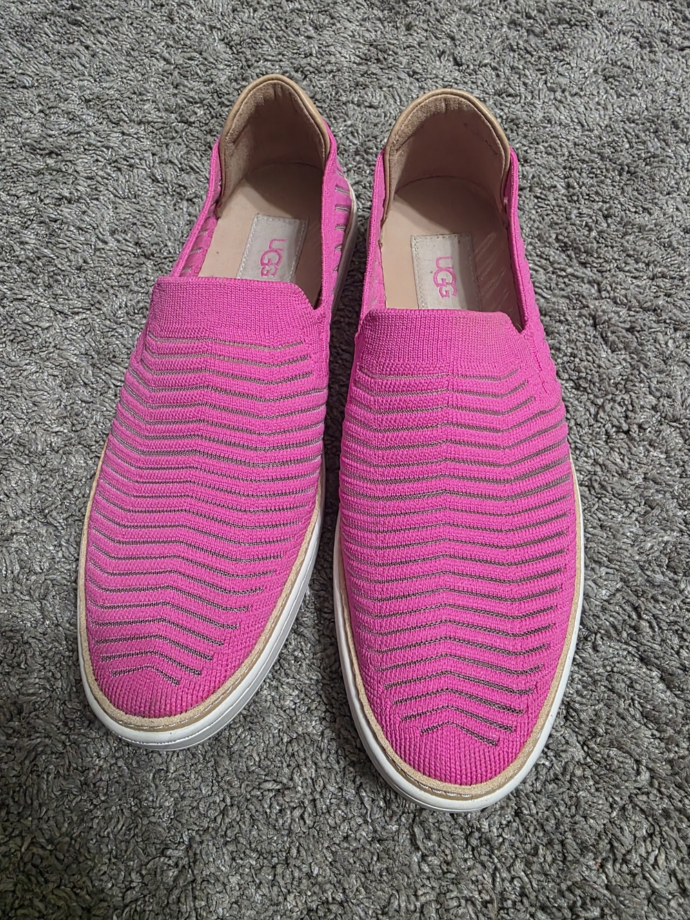 UGG Pink Knit Slip-On Sneakers